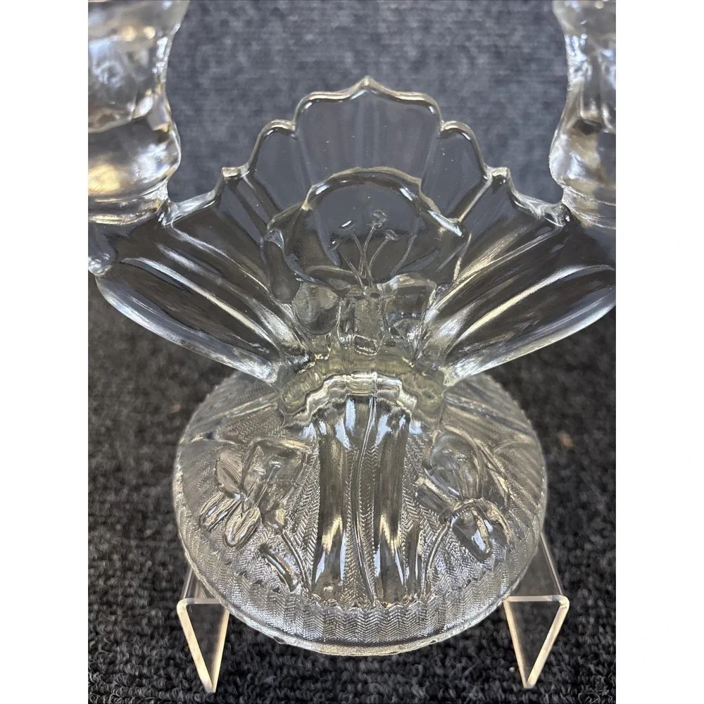 Vtg~Jeanette Glass Iris Depression Glass Double Taper Candle‎ Holders~ONLY 1